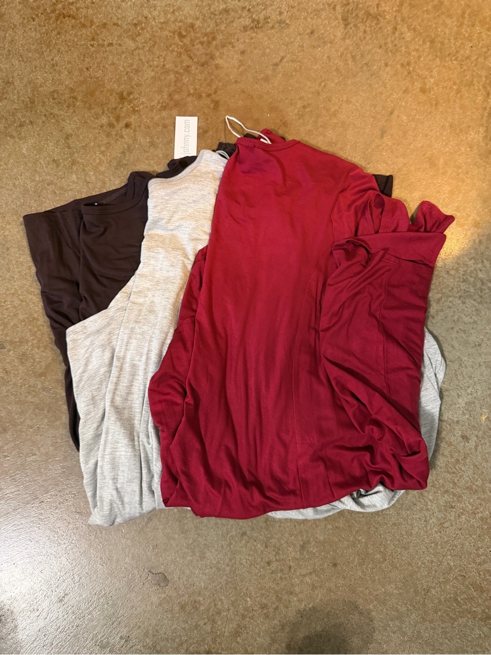 3 Mixed Soft Knit dresses - Burgundy, Light Gray, Dark Brown